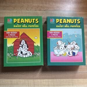 Vtg Milton Bradley PEANUTS 5 piece Puzzle Lot 2 DAISY HILL PUPPIES RARE Snoopy